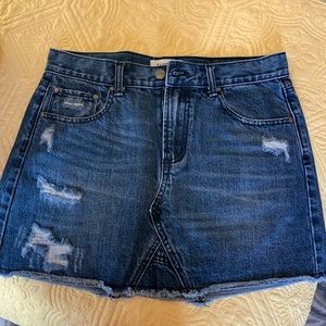 Distressed jean skirt